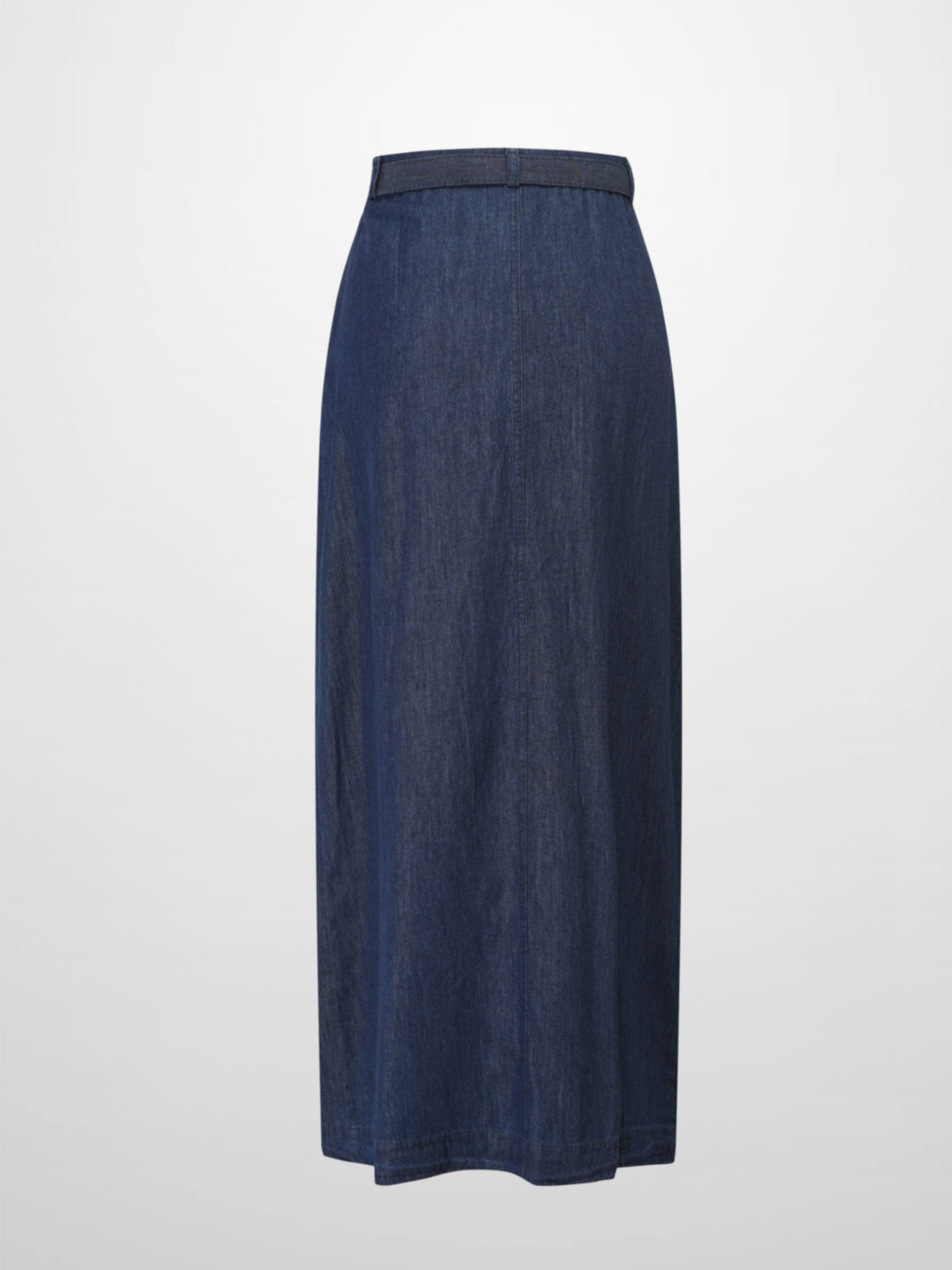 Side Inverted Pleat Denim Skirt-Dark Blue-2