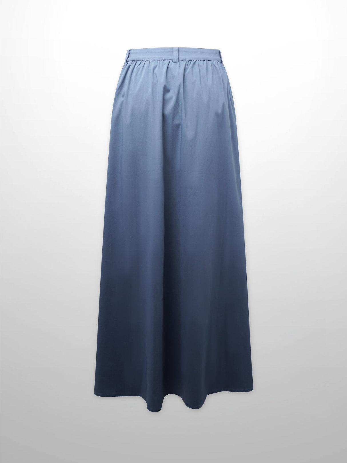 Button Down Cotton Blend Skirt-Denim Blue-2
