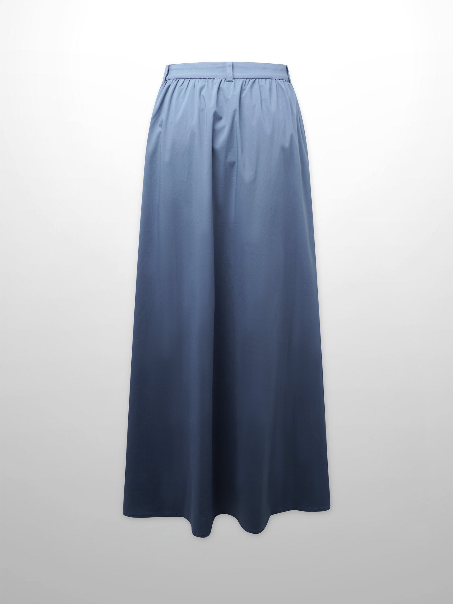 Button Down Cotton Blend Skirt-Denim Blue-2