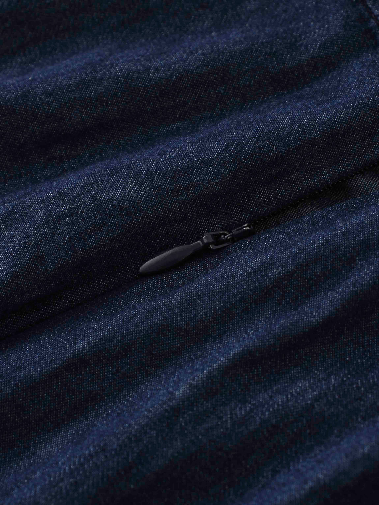 Side Inverted Pleat Denim Skirt-Dark Blue-4