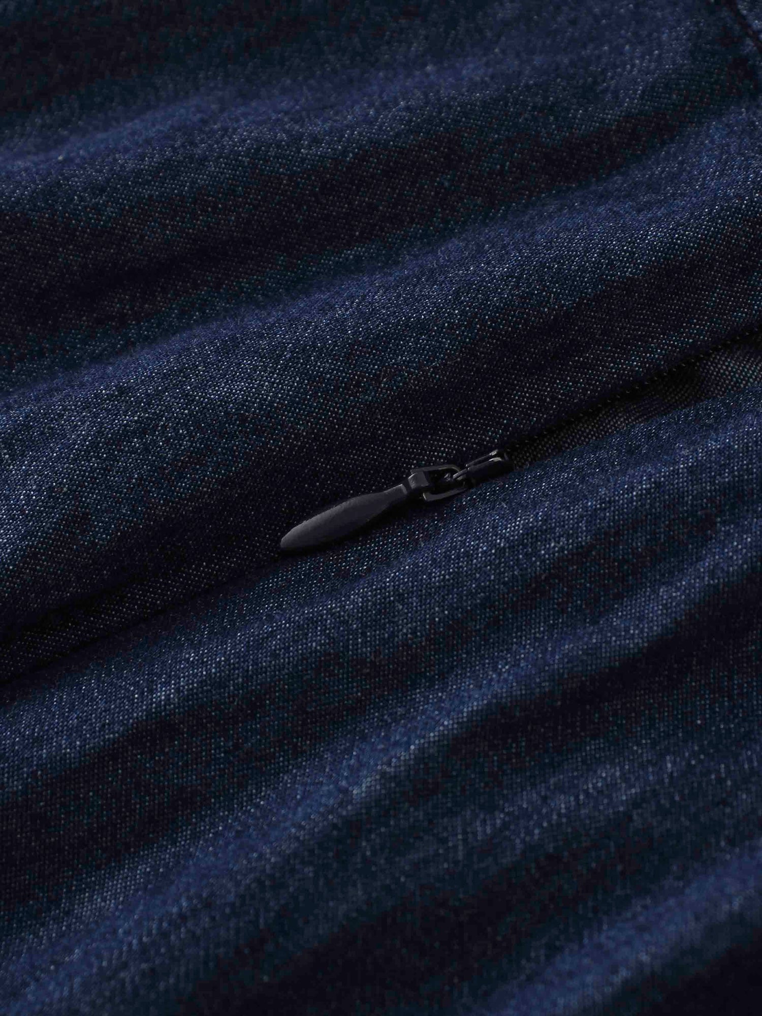 Side Inverted Pleat Denim Skirt-Dark Blue-4