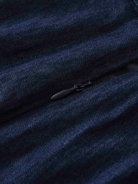 Side Inverted Pleat Denim Skirt-Dark Blue-4