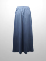Button Down Cotton Blend Skirt-Denim Blue-2