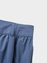 Button Down Cotton Blend Skirt-Denim Blue-4